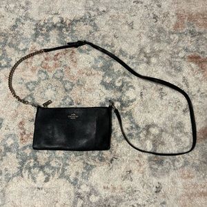 Black Leather Coach Crossbody Purse